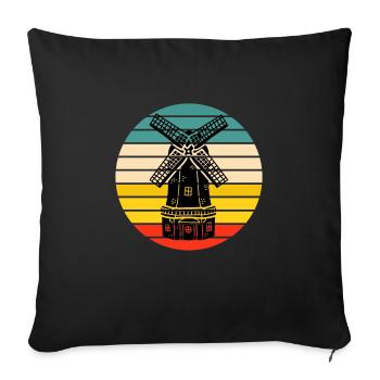 Netherlands Holland Windmill - Sofa pillowcase 17,3'' x 17,3'' (45 x 45 cm) - black - Front