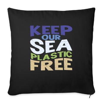 Gardez notre plastique de mer libre - Housse de coussin décorative 45 x 45 cm - noir - Devant