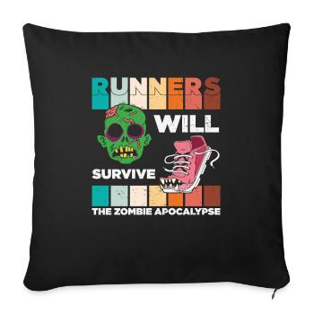 Runners Will Survive The Zombie Apocalypse Zombie - Sofa pillowcase 17,3'' x 17,3'' (45 x 45 cm) - black - Front