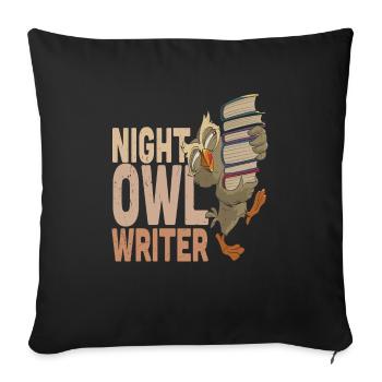 Night Owl Writer Writing Quotes - Sofa pillowcase 17,3'' x 17,3'' (45 x 45 cm) - black - Front