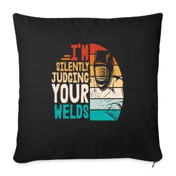 Je juge silencieusement vos soudures - Housse de coussin décorative 45 x 45 cm - noir - Devant