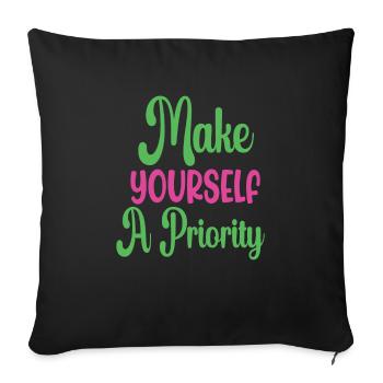 Make Yourself A Priority Mental Health - Sofa pillowcase 17,3'' x 17,3'' (45 x 45 cm) - black - Front