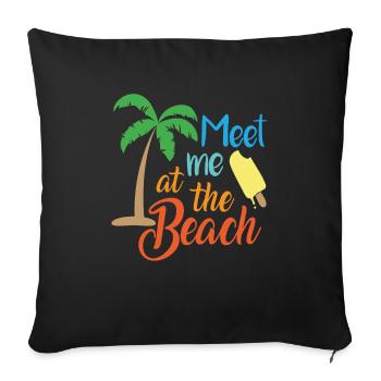 Rencontrez-moi à la plage Citations - Housse de coussin décorative 45 x 45 cm - noir - Devant