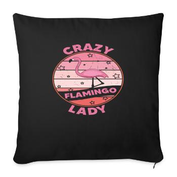 Crazy Flamingo Lady Flamingo Citations - Housse de coussin décorative 45 x 45 cm - noir - Devant