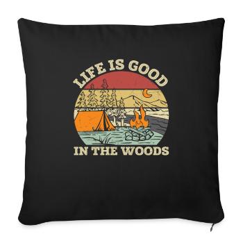 La vie est belle dans les bois Citations - Housse de coussin décorative 45 x 45 cm - noir - Devant