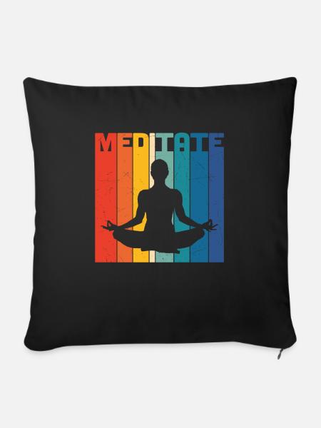 Meditiere Retro - Sofakissenbezug 45 x 45 cm - Schwarz