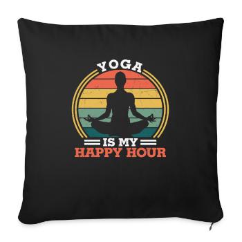 Yoga Is My Happy Hour Yoga Citations - Housse de coussin décorative 45 x 45 cm - noir - Devant