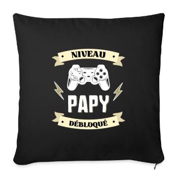 niveau papy débloqué annonce grossesse papi futur - Housse de coussin décorative 45 x 45 cm - noir - Devant