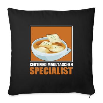 Spécialiste certifié Maultaschen Herrgottsbescheiß - Housse de coussin décorative 45 x 45 cm - noir - Devant