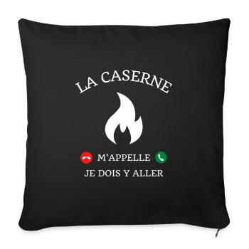 la caserne m'appelle humour pompier homme cadeau - Housse de coussin décorative 45 x 45 cm - noir - Devant