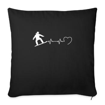 heartbeat snowboard man humor snowboarder - Sofa pillowcase 17,3'' x 17,3'' (45 x 45 cm) - black - Front