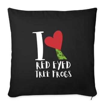 Agalychnis callidryas Rainette aux yeux rouges - Housse de coussin décorative 45 x 45 cm - noir - Devant