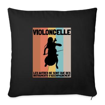 Violoncelle Cello Orchestre Homme Femme Enfants - Sofakissenbezug 45 x 45 cm - Schwarz - Vorne