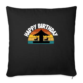 Carnival Party Birthday Girl Cumpleaños Carousel - Sofa pillowcase 17,3'' x 17,3'' (45 x 45 cm) - black - Front