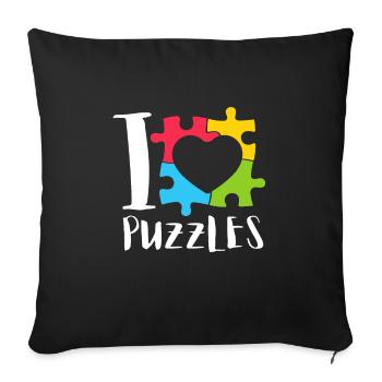 Puzzle Queen - Je passe devant mon heure de coucher - Housse de coussin décorative 45 x 45 cm - noir - Devant