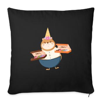 Cat Unicorn Donut - Sofa pillowcase 17,3'' x 17,3'' (45 x 45 cm) - black - Front