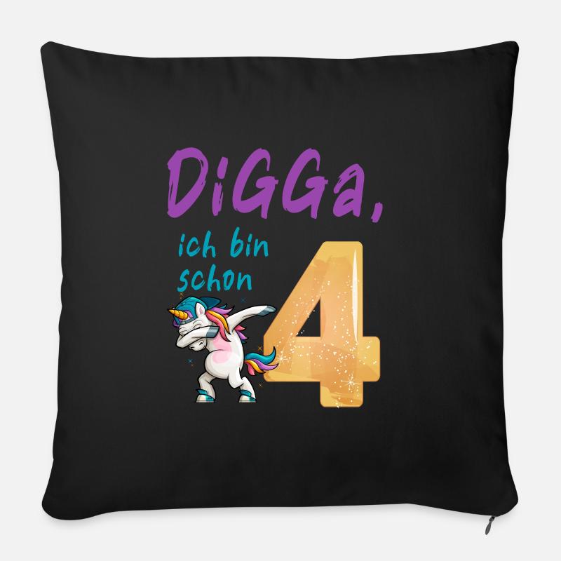 DIGGA, ich bin schon 4 - Sofakissenbezug 45 x 45 cm - Schwarz