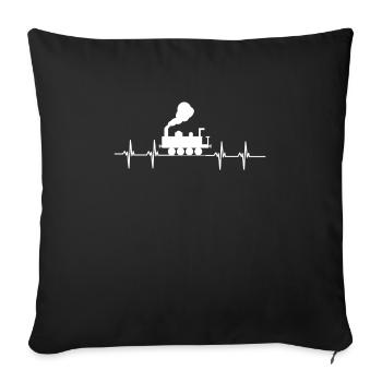 Locomotive à vapeur - J’ai un train d’ à voie unique - Housse de coussin décorative 45 x 45 cm - noir - Devant