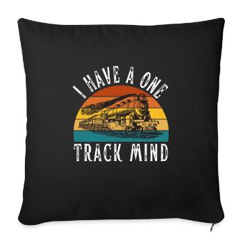 Locomotive à vapeur - J’ai un train d’ à voie unique - Housse de coussin décorative 45 x 45 cm - noir - Devant