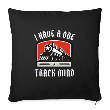 Locomotive à vapeur - J’ai un train d’ à voie unique - Housse de coussin décorative 45 x 45 cm - noir - Devant