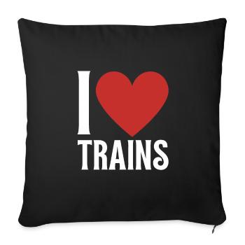 Locomotive à vapeur - J’ai un train d’ à voie unique - Housse de coussin décorative 45 x 45 cm - noir - Devant