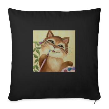 Cat Art History - Sofa pillowcase 17,3'' x 17,3'' (45 x 45 cm) - black - Front