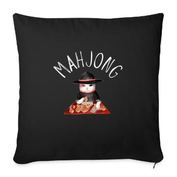 Cats Playing Mahjong - Sofakissenbezug 45 x 45 cm - Schwarz - Vorne