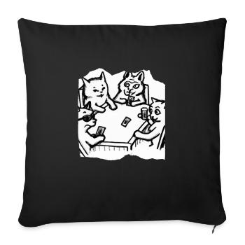 Cats Playing Cards - Sofakissenbezug 45 x 45 cm - Schwarz - Vorne