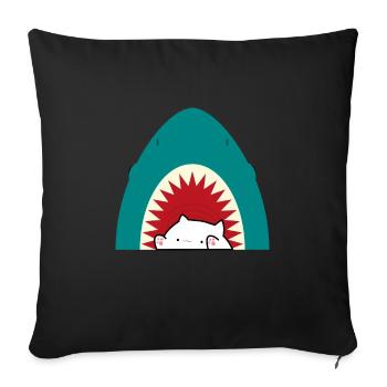 Chat mangeur de requins - Housse de coussin décorative 45 x 45 cm - noir - Devant