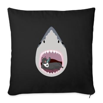 Chat mangeur de requins - Housse de coussin décorative 45 x 45 cm - noir - Devant