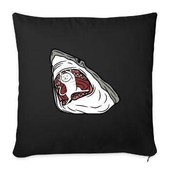 Chat mangeur de requins - Housse de coussin décorative 45 x 45 cm - noir - Devant