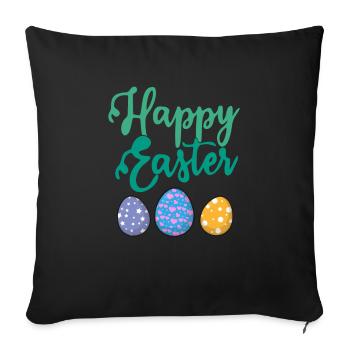 Happy Easter Funny Easter Rabbit Easter Eggs - Sofa pillowcase 17,3'' x 17,3'' (45 x 45 cm) - black - Front