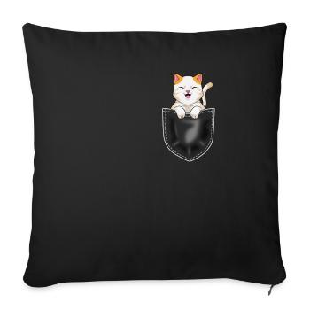 Location de chats Cadeau Propriétaire de Chat - Housse de coussin décorative 45 x 45 cm - noir - Devant