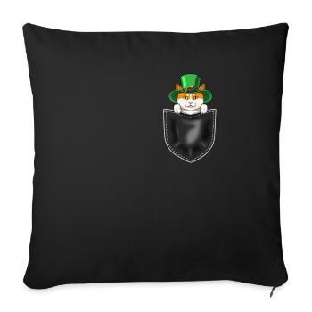 Funny Cats Cadeau de fête de la Saint-Patrick - Housse de coussin décorative 45 x 45 cm - noir - Devant