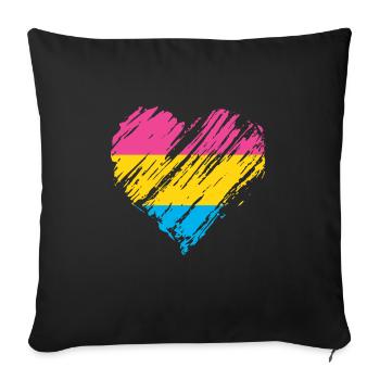 Fierté LGBTQ Coeur Pansexuel - Housse de coussin décorative 45 x 45 cm - noir - Devant
