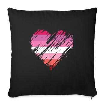 Fierté LGBTQ Cœur Lesbienne - Housse de coussin décorative 45 x 45 cm - noir - Devant