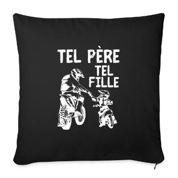 Motocross Moto Père Et Fille Une Équipe pour La - Sofakissenbezug 45 x 45 cm - Schwarz - Vorne
