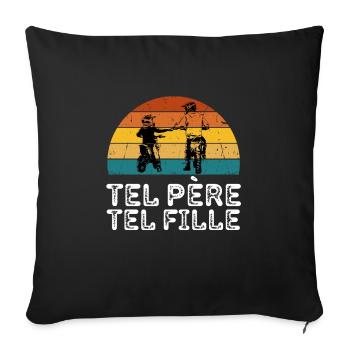 Motocross Moto Père Et Fille Une Équipe pour La - Sofakissenbezug 45 x 45 cm - Schwarz - Vorne