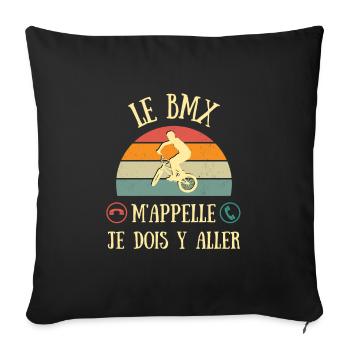 bmx m'appelle homme humour ado vintage idée cadeau - Housse de coussin décorative 45 x 45 cm - noir - Devant