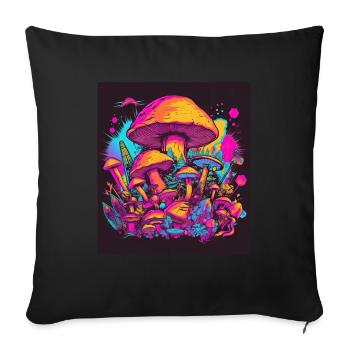 Synthwave Magic Mushrooms - Trippy Retro Art - Housse de coussin décorative 45 x 45 cm - noir - Devant