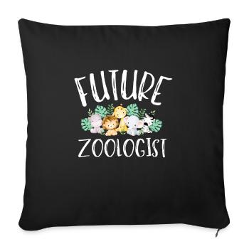 Future Zoologist Birthday Wildlife - Sofa pillowcase 17,3'' x 17,3'' (45 x 45 cm) - black - Front