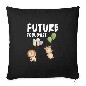 Future Zoologist Birthday Wildlife - Sofa pillowcase 17,3'' x 17,3'' (45 x 45 cm) - black - Front