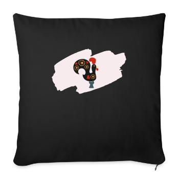 Galo de Barcelos Coq portugais - Housse de coussin décorative 45 x 45 cm - noir - Devant