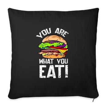 J’adore la restauration rapide, les hamburgers et les frites - Housse de coussin décorative 45 x 45 cm - noir - Devant