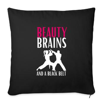 Beauty Brains And A Black Belt - Sofa pillowcase 17,3'' x 17,3'' (45 x 45 cm) - black - Front