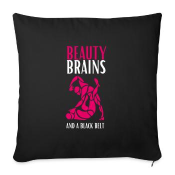Beauty Brains And A Black Belt - Sofa pillowcase 17,3'' x 17,3'' (45 x 45 cm) - black - Front