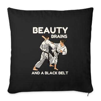 Beauty Brains And A Black Belt - Sofa pillowcase 17,3'' x 17,3'' (45 x 45 cm) - black - Front
