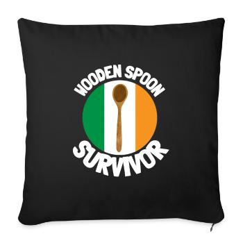 J’ai survécu à la cuillère de bois - Parenting - Housse de coussin décorative 45 x 45 cm - noir - Devant