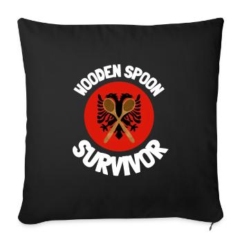 J’ai survécu à la cuillère de bois - Parenting - Housse de coussin décorative 45 x 45 cm - noir - Devant