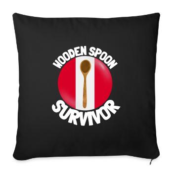 J’ai survécu à la cuillère de bois - Parenting - Housse de coussin décorative 45 x 45 cm - noir - Devant